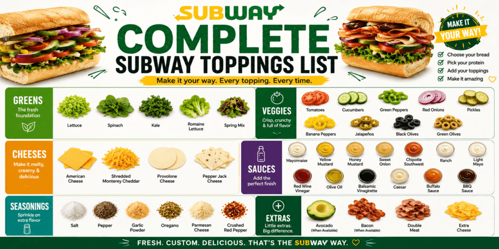 Complete Subway Toppings List