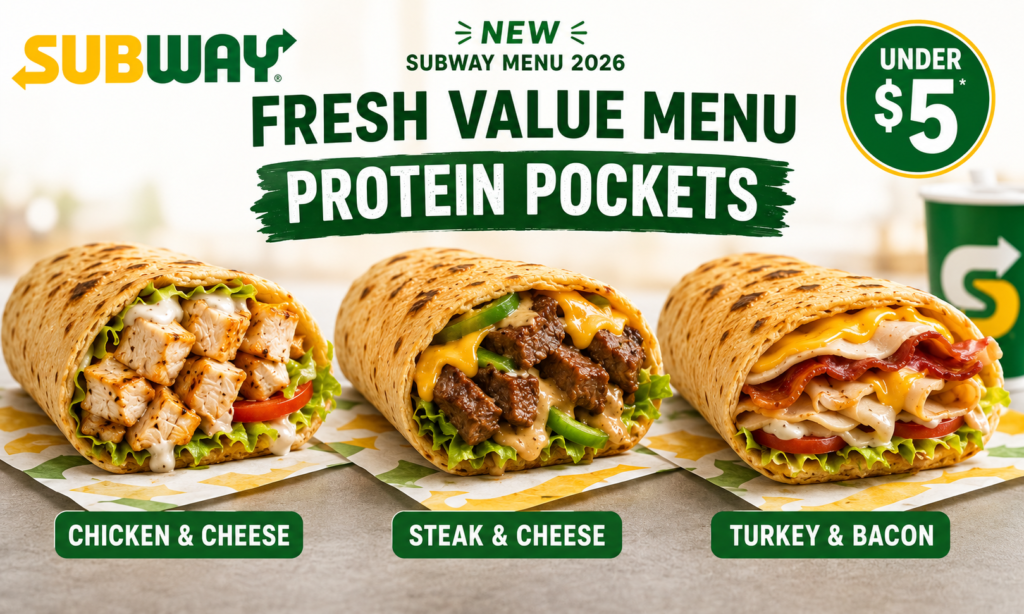 New Subway Menu 2026-Fresh Value Menu Protein Pockets