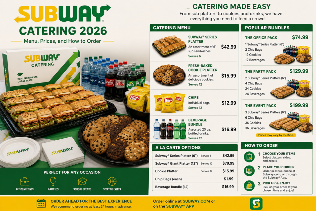 Subway Catering 2026: Menu, Prices, and How to Order