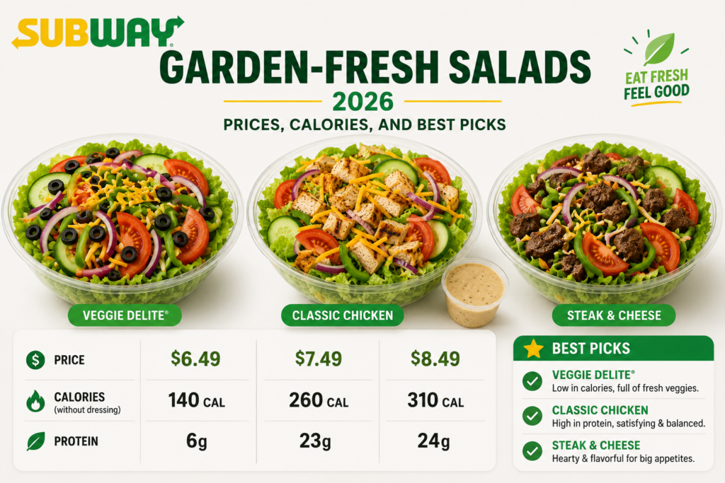 Subway Garden-Fresh Salads 2026: Prices, Calories, and Best Picks