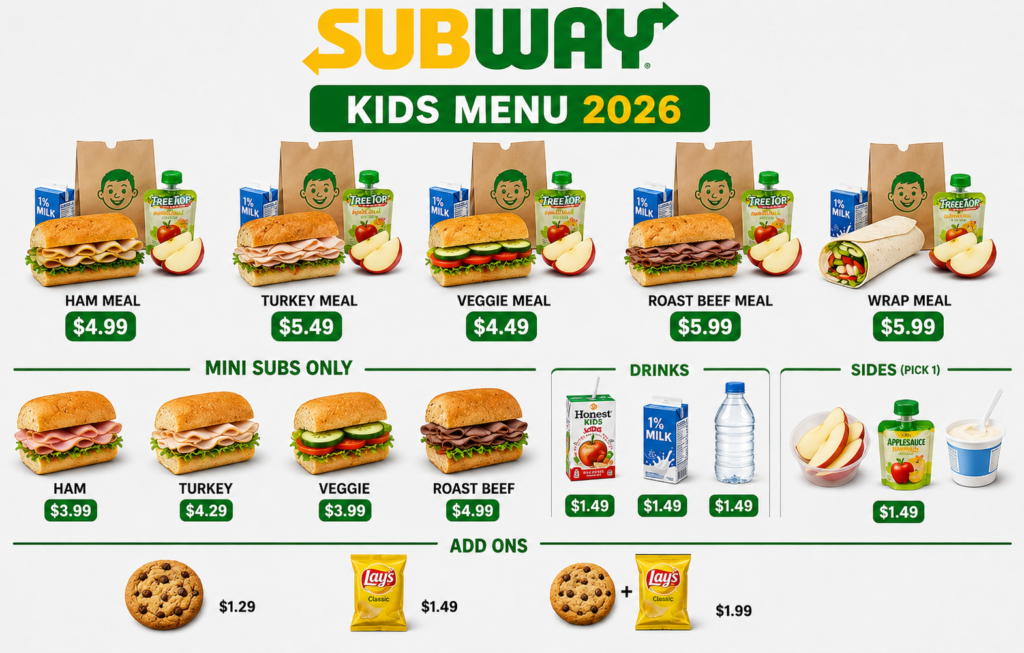 Subway Kids Menu With Prices 2026 Complete Guide for Parents
