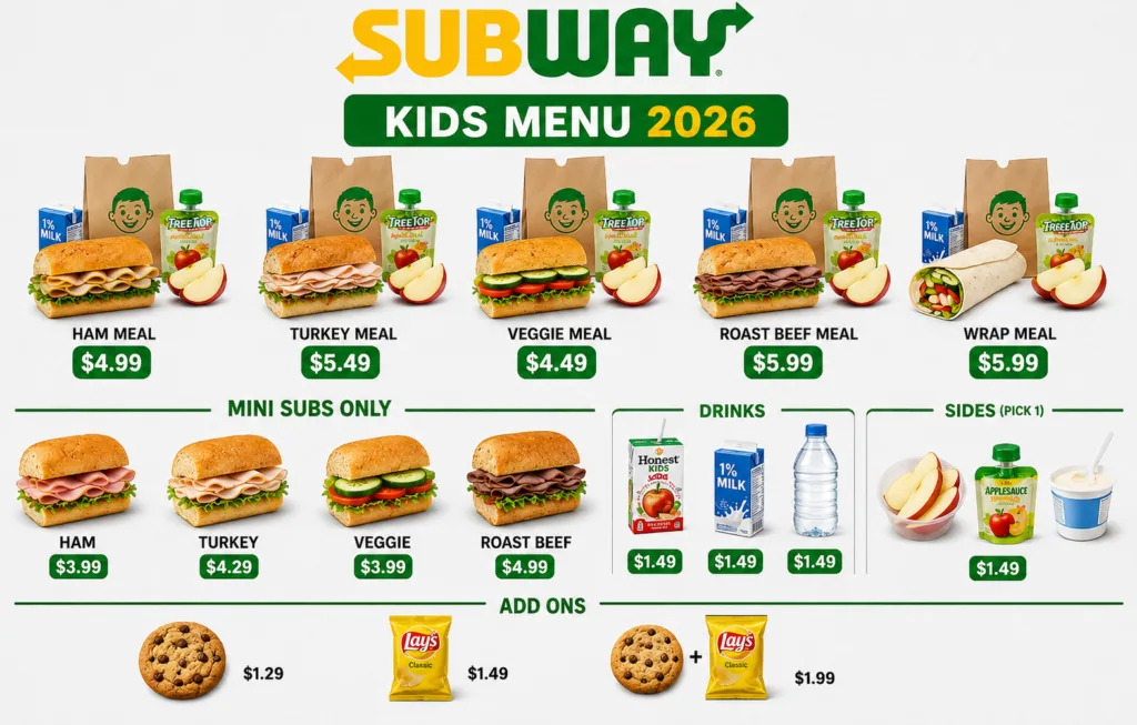Subway Kids Menu With Prices 2026 Complete Guide for Parents