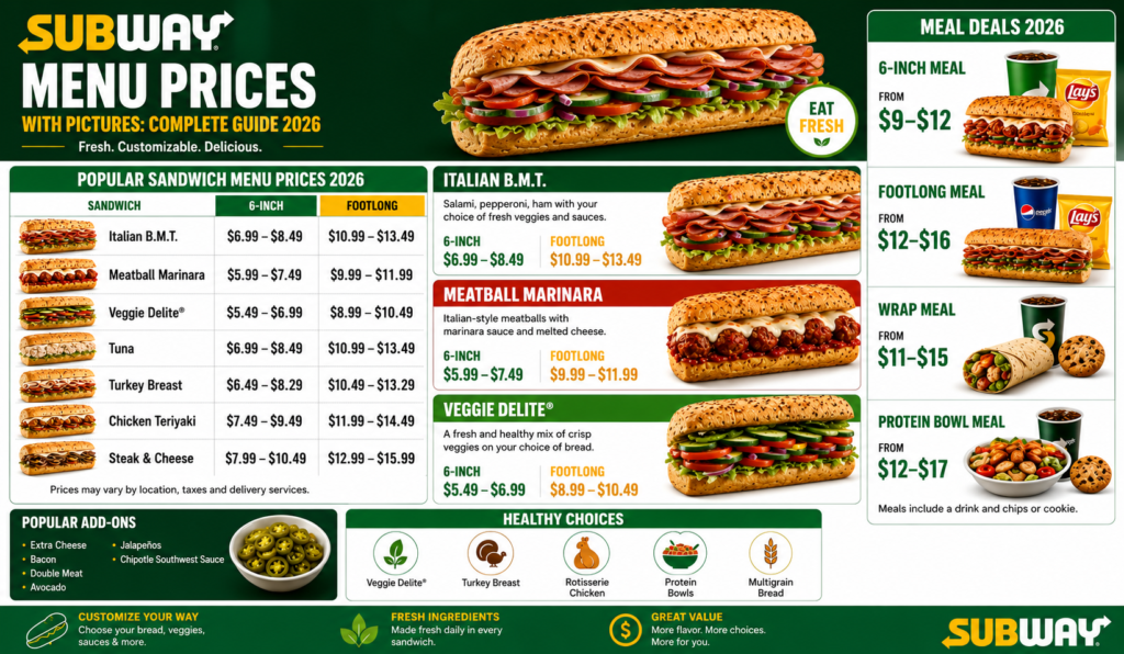 Subway Menu Prices With Pictures: Complete Guide 2026