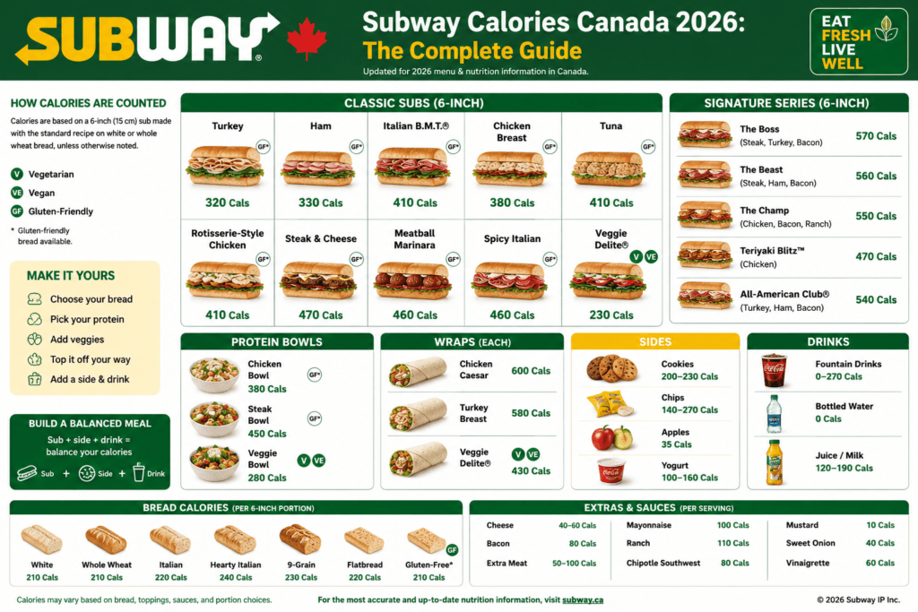 Subway Calories Canada 2026