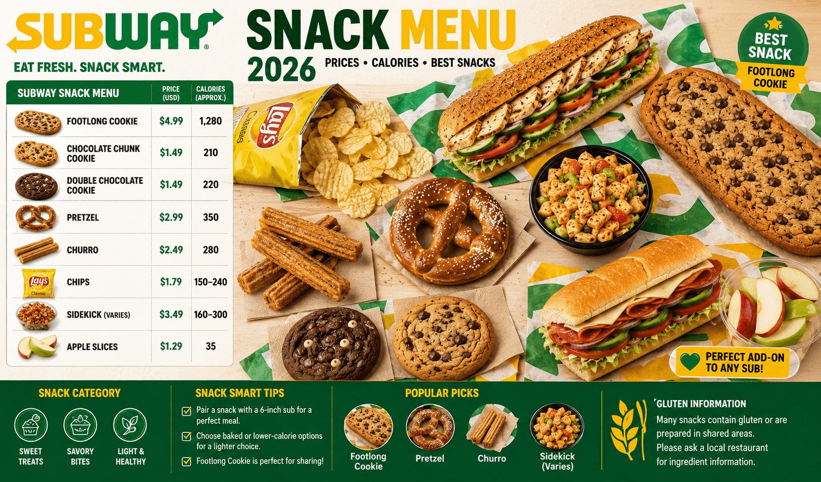 Subway Snack Menu 2026 Prices Calories & Best Snacks