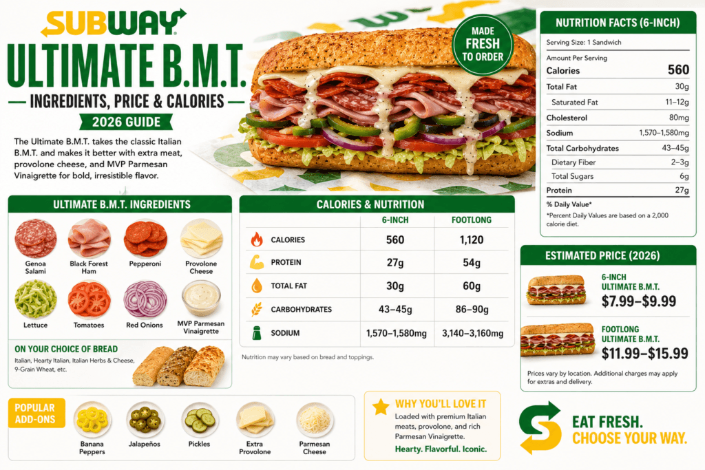 Subway Ultimate BMT Ingredients, Price & Calories