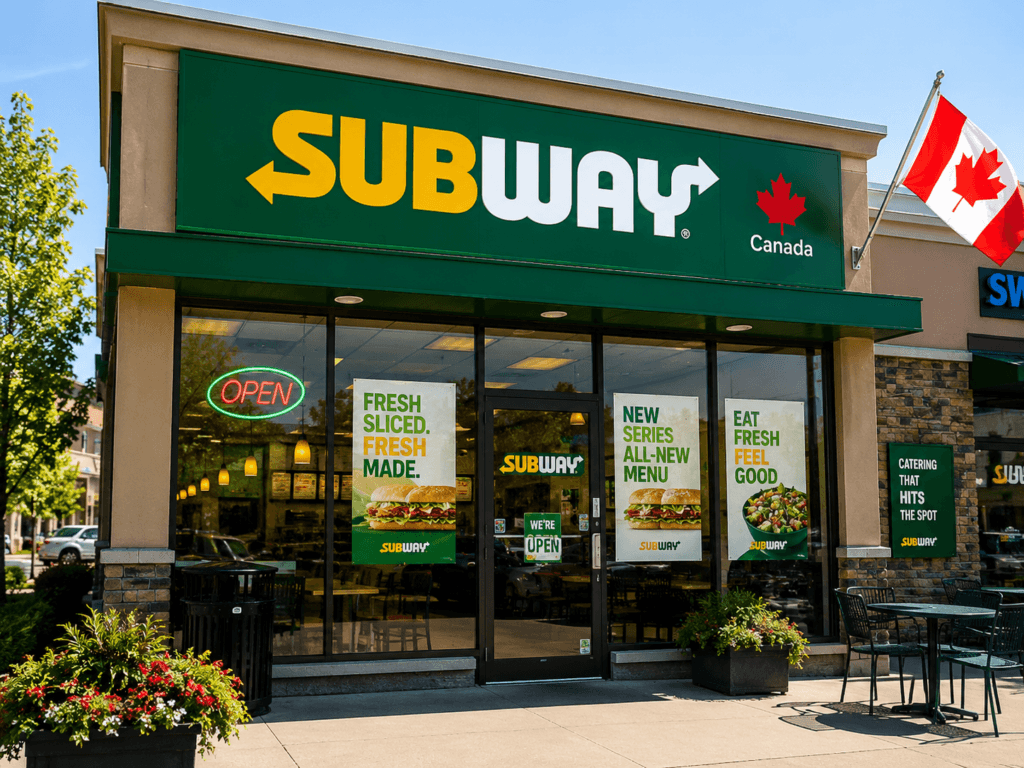Subway restaurant Canada storefront, menu calories guide 2026